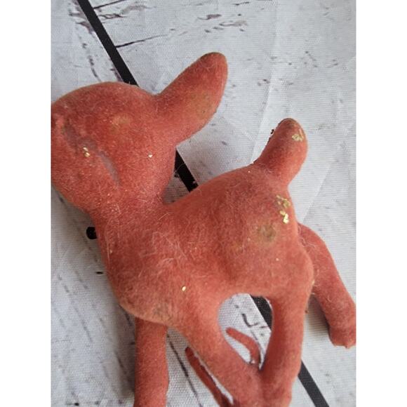 Vintage Flocked Santa Claus 2deer Figuresgold Glitter Made Hong Kong READ - Picture 11 of 11